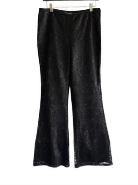 Vintage Black Lace 90s Casual Corner  Flare Pants Goth Chic Special Occasion